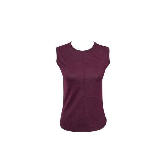 St. John Sleeveless Wool & Silk Sweater in Aubergine size S NWT Sophisticated - Picture 1 of 9